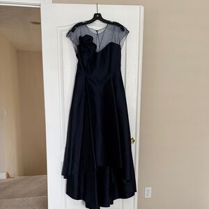 Sachin + Babi Midnight Blue High Low Dress with Sheer Floral Accent